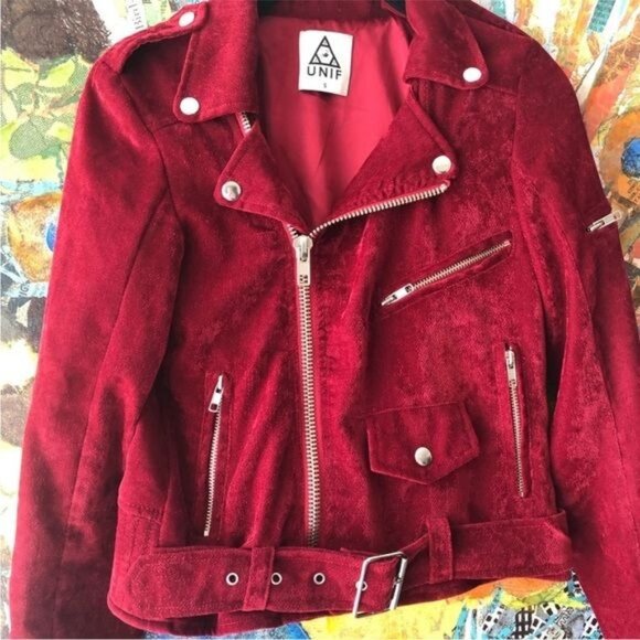 UNIF red velvet sangre Moto jacket Small - Picture 3 of 10